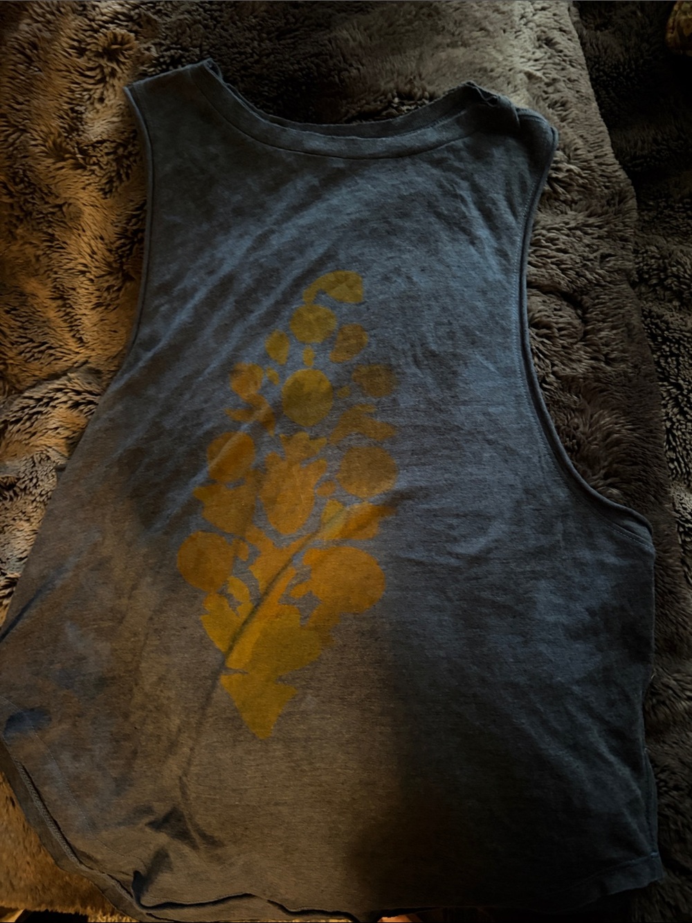 FP Movement by Free People Navy Muscle Tee with Gold Botanical Print